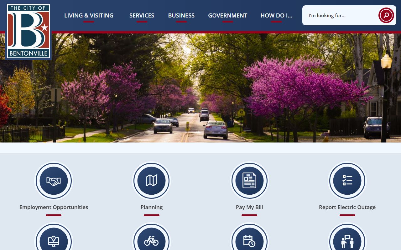 City of Bentonville official website showing government services and resources