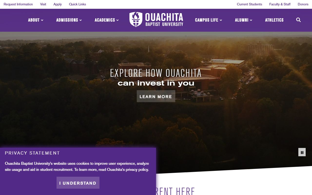 Ouachita Baptist University campus in Arkadelphia, Clark County Arkansas