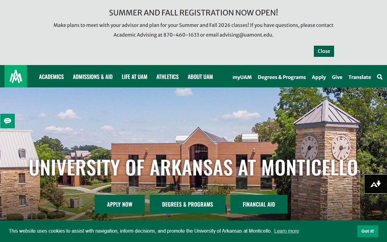 University of Arkansas at Monticello in Drew County Arkansas